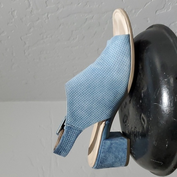 ECCO SHAPE 35 BLOCK SLINGBACK HEELED SANDALS LIGHT BLUE OPEN TOE - Picture 3 of 11